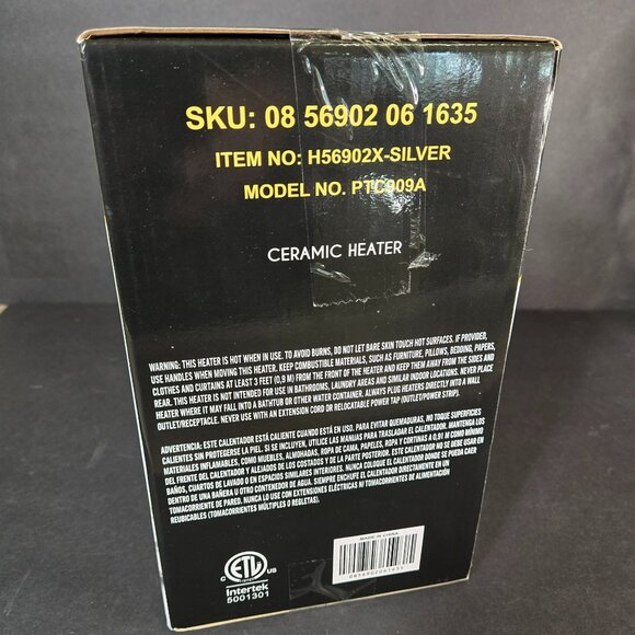 Portable 1500W SILVER Ceramic Space Heater Thermostat Control Model PTC909A - Picture 4 of 5